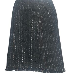 Vintage Selene Sport Tweed, Pencil Skirt With Fringe Black And Pink Size 8‎